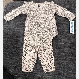 Carter's Pink Leopard Print Onesie and Pants Set